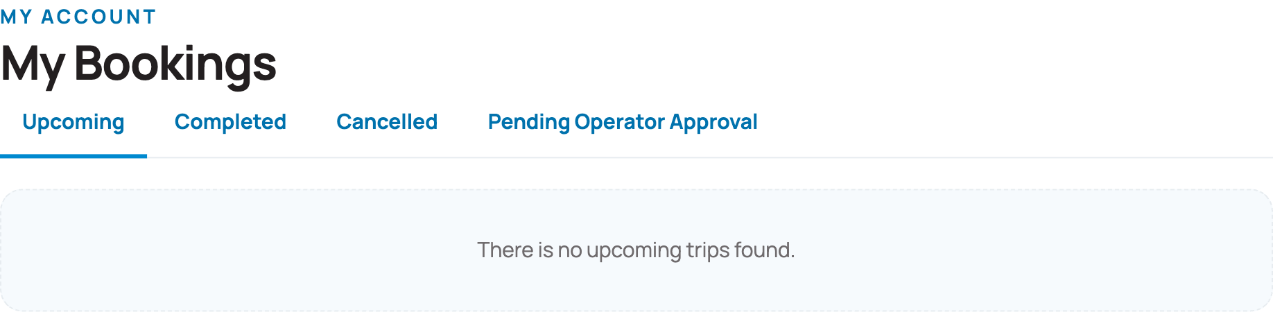 The Bookings page with its status tabs